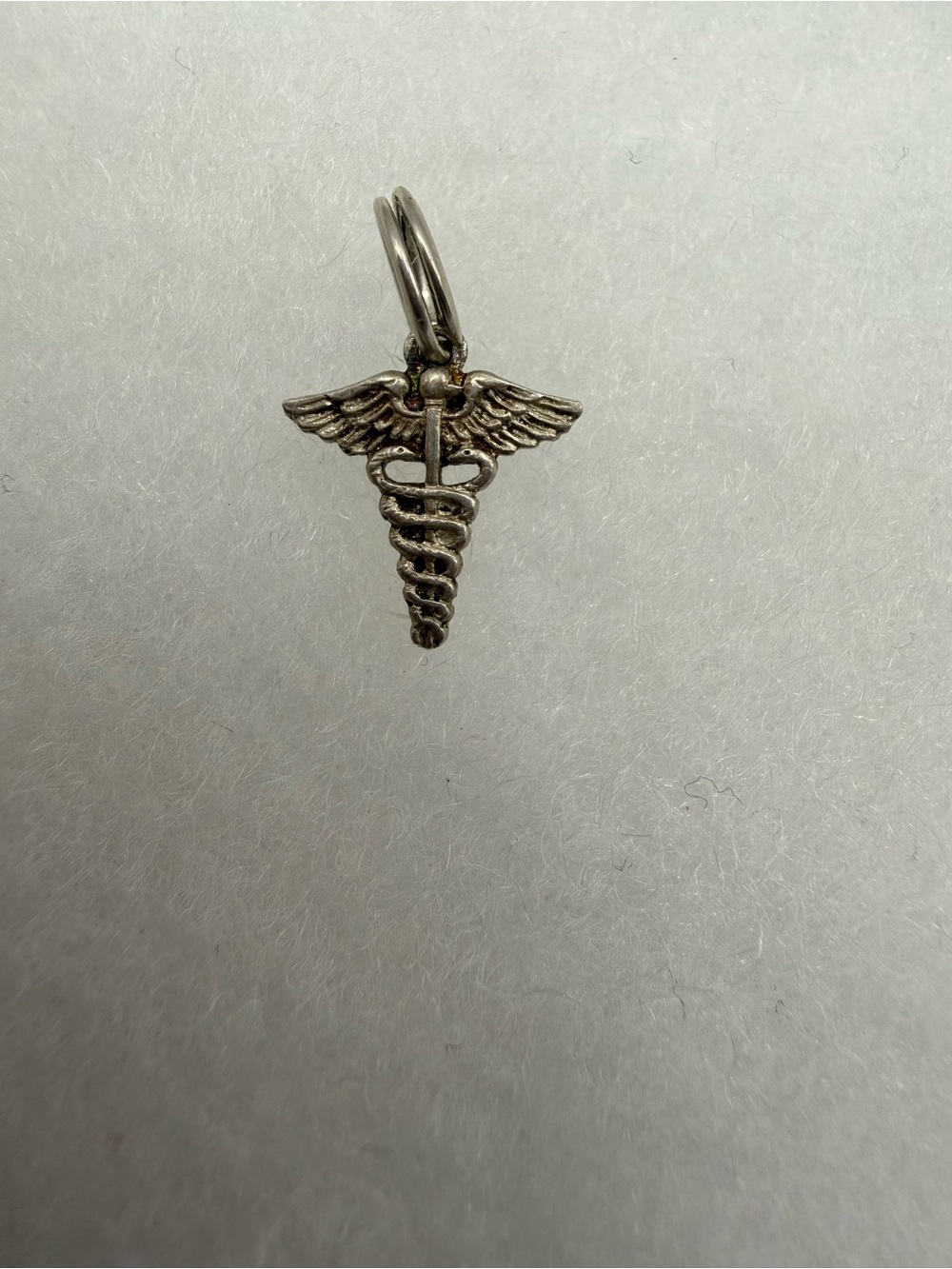 Vintage Sterling Silver Caduceus Medical Nurse Bracelet Charm Pendant